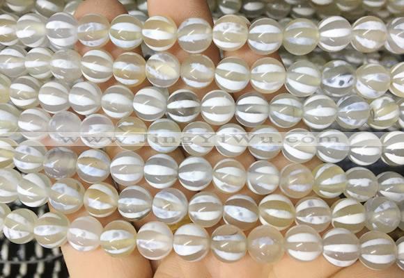 AGBS172 15 inches 8mm round tibetan dzi agate beads wholesale