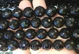 AGBS245 15 inches 14mm faceted round black agate beads wholesale