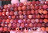 AGBS248 15 inches 8mm faceted round red dragon veins agate beads wholesale