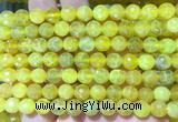 AGBS254 15 inches 8mm faceted round yellow dragon veins agate beads wholesale