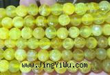 AGBS255 15 inches 10mm faceted round yellow dragon veins agate beads wholesale