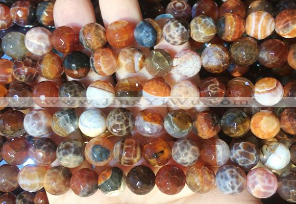 AGBS272 15 inches 10mm faceted round coffee dragon veins agate beads wholesale