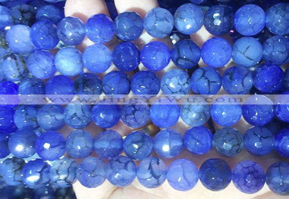 AGBS278 15 inches 10mm faceted round blue dragon veins agate beads wholesale