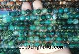AGBS281 15 inches 6mm faceted round green dragon veins agate beads wholesale