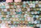 AGBS286 15 inches 6mm faceted round green dragon veins agate beads wholesale
