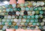 AGBS287 15 inches 8mm faceted round green dragon veins agate beads wholesale
