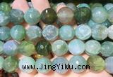 AGBS290 15 inches 14mm faceted round green dragon veins agate beads wholesale