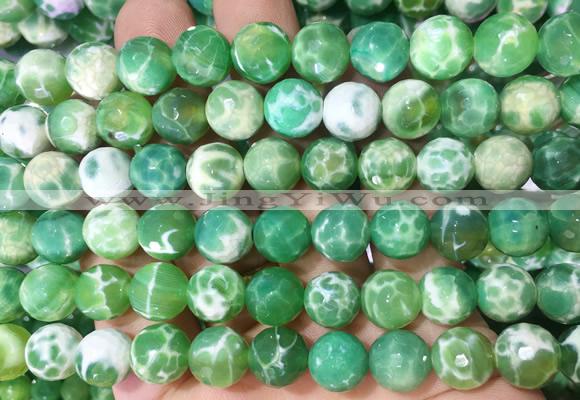 AGBS293 15 inches 8mm faceted round green dragon veins agate beads wholesale