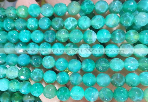 AGBS298 15 inches 8mm faceted round green dragon veins agate beads wholesale