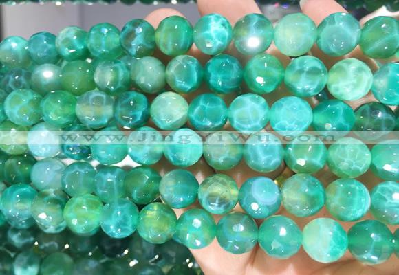 AGBS299 15 inches 10mm faceted round green dragon veins agate beads wholesale