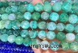AGBS300 15 inches 12mm faceted round green dragon veins agate beads wholesale