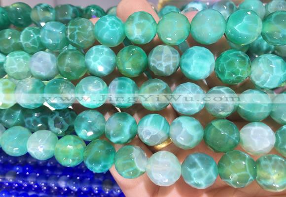 AGBS300 15 inches 12mm faceted round green dragon veins agate beads wholesale