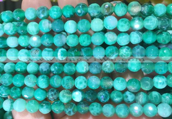 AGBS302 15 inches 6mm faceted round green dragon veins agate beads wholesale