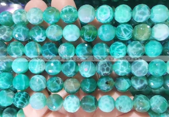 AGBS304 15 inches 10mm faceted round green dragon veins agate beads wholesale