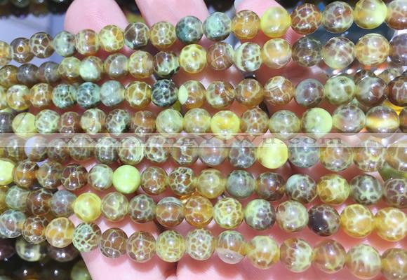 AGBS324 15 inches 6mm round yellow dragon veins agate beads wholesale