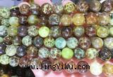 AGBS326 15 inches 10mm round yellow dragon veins agate beads wholesale