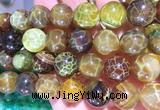 AGBS328 15 inches 14mm round yellow dragon veins agate beads wholesale