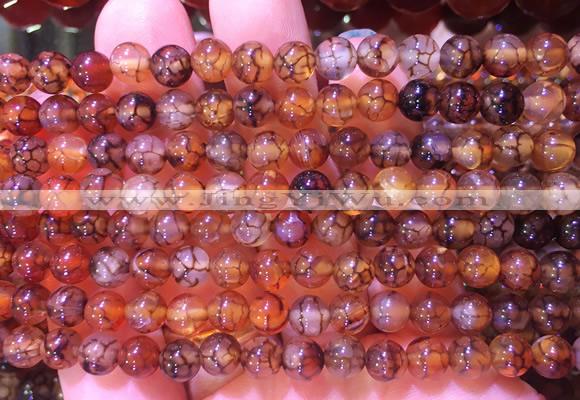 AGBS330 15 inches 6mm round coffee dragon veins agate beads wholesale