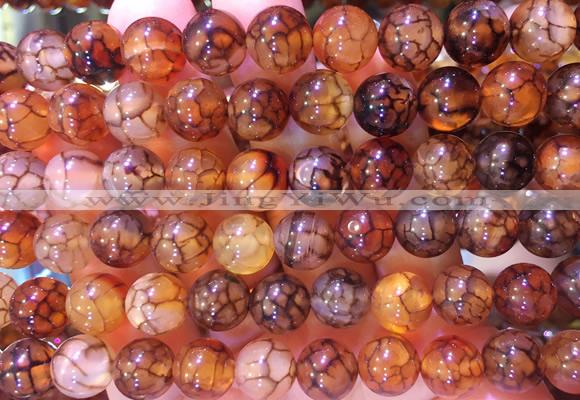 AGBS332 15 inches 10mm round coffee dragon veins agate beads wholesale