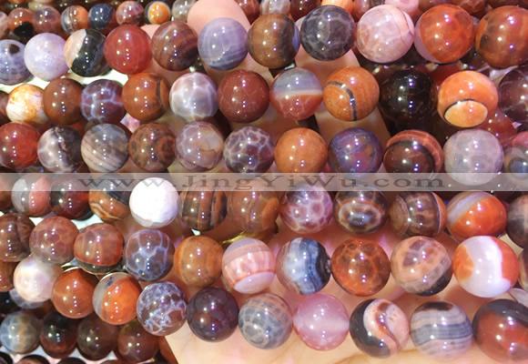 AGBS338 15 inches 10mm round coffee dragon veins agate beads wholesale