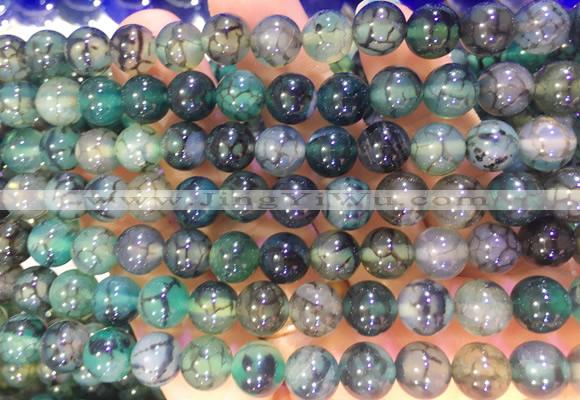 AGBS364 15 inches 8mm round green dragon veins agate beads wholesale