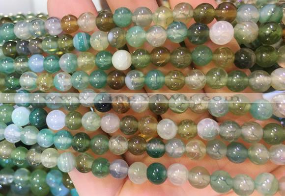 AGBS368 15 inches 6mm round green dragon veins agate beads wholesale