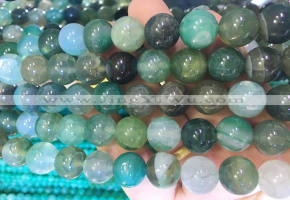 AGBS371 15 inches 12mm round green dragon veins agate beads wholesale