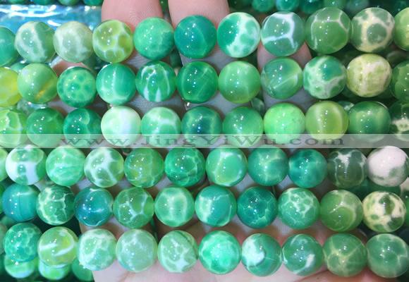 AGBS375 15 inches 10mm round green dragon veins agate beads wholesale