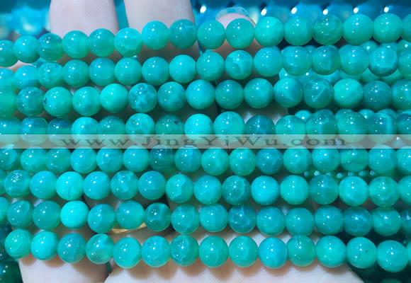 AGBS379 15 inches 6mm round green dragon veins agate beads wholesale
