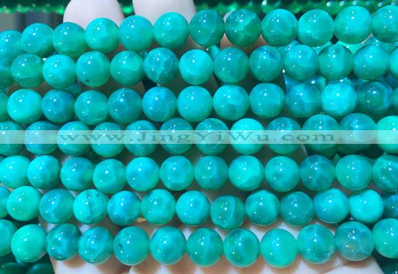 AGBS380 15 inches 8mm round green dragon veins agate beads wholesale