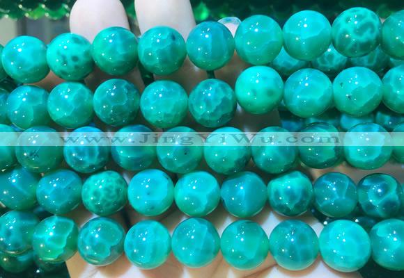 AGBS382 15 inches 12mm round green dragon veins agate beads wholesale