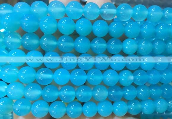 AGBS391 15 inches 8mm round blue agate beads wholesale