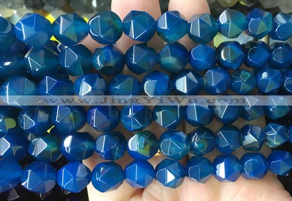AGBS412 15 inches 10mm faceted nuggets agate gemstone beads wholesale