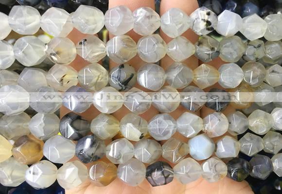 AGBS414 15 inches 10mm faceted nuggets agate gemstone beads wholesale