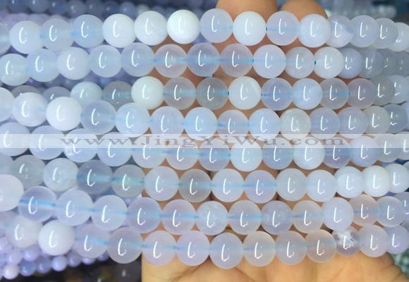 BCBS09 15 inches 8mm round blue chalcedony beads wholesale