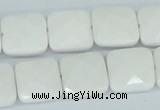 CAA05 15.5 inches 14*14mm faceted square white agate gemstone beads