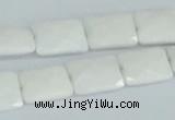 CAA07 15.5 inches 10*14mm faceted rectangle white agate gemstone beads
