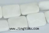 CAA08 15.5 inches 15*20mm faceted rectangle white agate gemstone beads