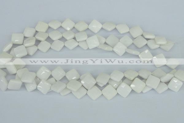 CAA09 15.5 inches 12*12mm faceted diamond white agate gemstone beads