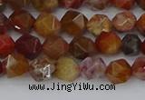CAA1000 15.5 inches 6mm faceted nuggets red moss agate beads