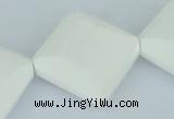 CAA11 15.5 inches 25*25mm faceted diamond white agate gemstone beads