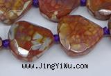 CAA1135 18*20mm - 25*35mm faceted freeform dragon veins agate beads