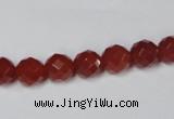 CAA118 15.5 inches 8mm faceted round red agate gemstone beads