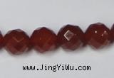 CAA119 15.5 inches 12mm faceted round red agate gemstone beads