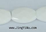 CAA12 15.5 inches 20*30mm faceted oval white agate gemstone beads