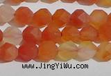 CAA1236 15.5 inches 6mm faceted nuggets matte red agate beads