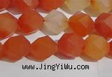 CAA1237 15.5 inches 8mm faceted nuggets matte red agate beads