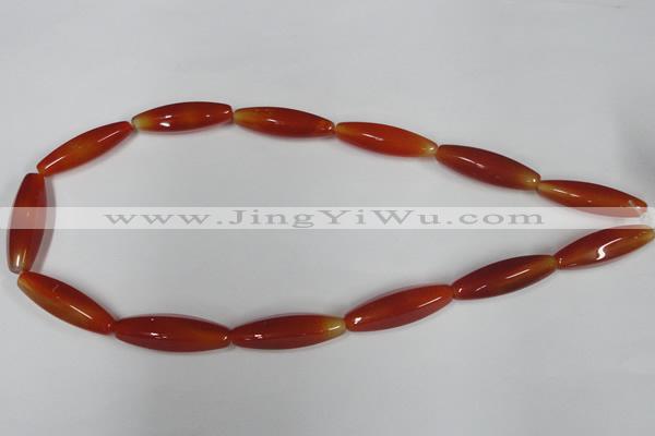 CAA127 15.5 inches 10*30mm rice red agate gemstone beads