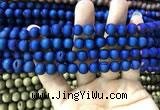 CAA1299 15.5 inches 8mm round matte plated druzy agate beads