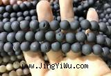 CAA1320 15.5 inches 10mm round matte plated druzy agate beads
